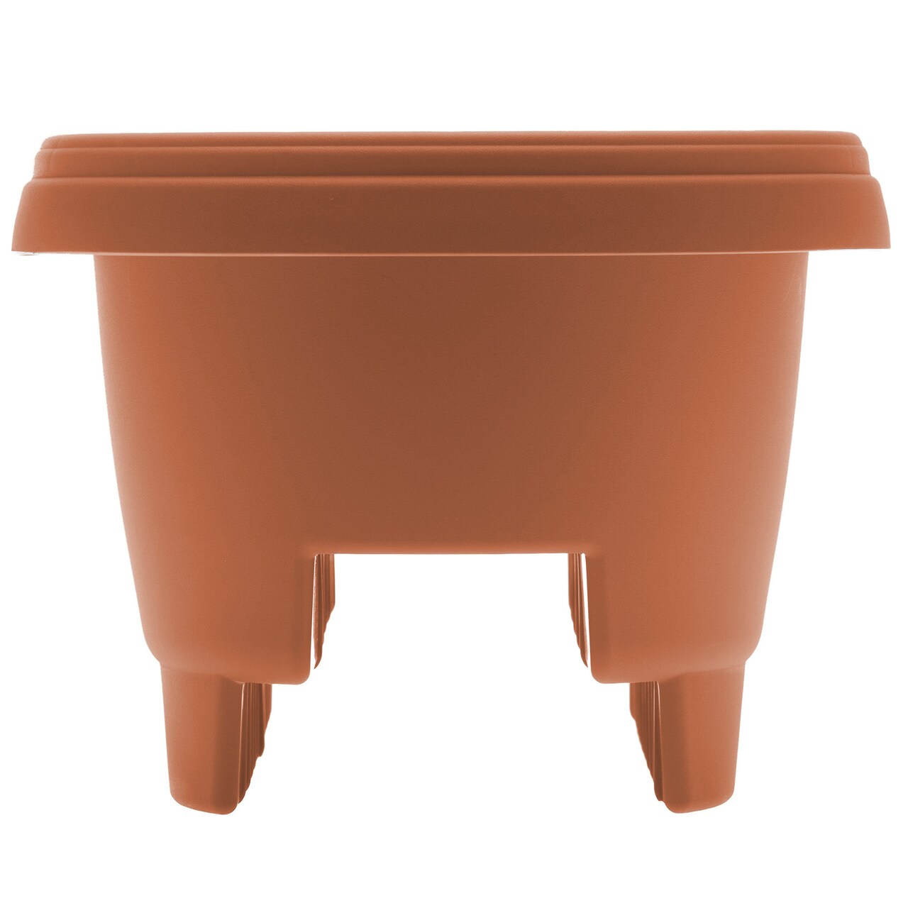 Bloem Modica Deck Rail Round Planter: 12" - Terra Cotta - Matte Finish, Fits Rail Sizes 3"-3.75", Durable Resin Pot, For Indoor and Outdoor Use, Gardening, 2 Gallon Capacity